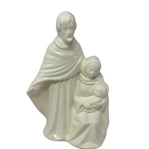 Vtg Mold Nativity Porcelain Glazed Figurine Mary Joseph Jesus‎ Baby White 6.5"